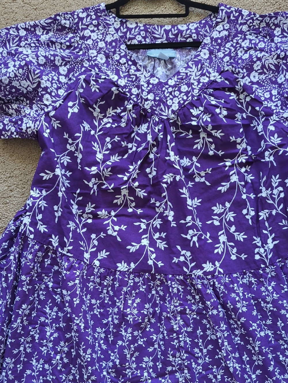 Only Necessities Purple Ladies Floral Dress/Mumu Size 1X 22/24 - Picture 5 of 12